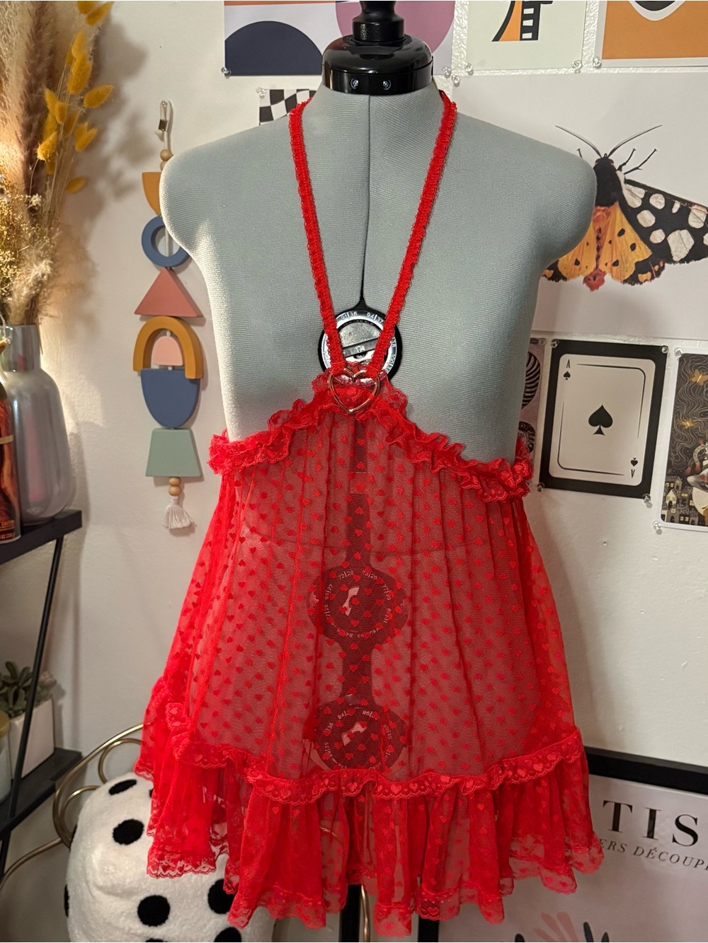 Savage X Fenty Red Sheer Halter Lingerie Top — NWOT (M/L)